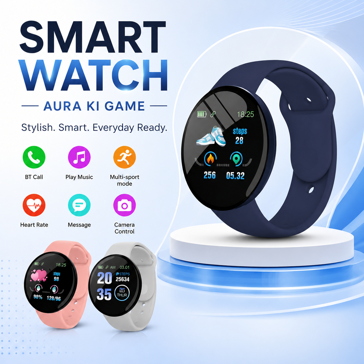 B41 Real Stepcount Smart Watch Multi Function Step Connected Smart Watch For Men And Women Suitable For And Android